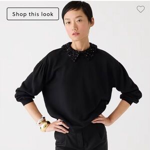 J Crew sequin beaded collar sweatshirt
